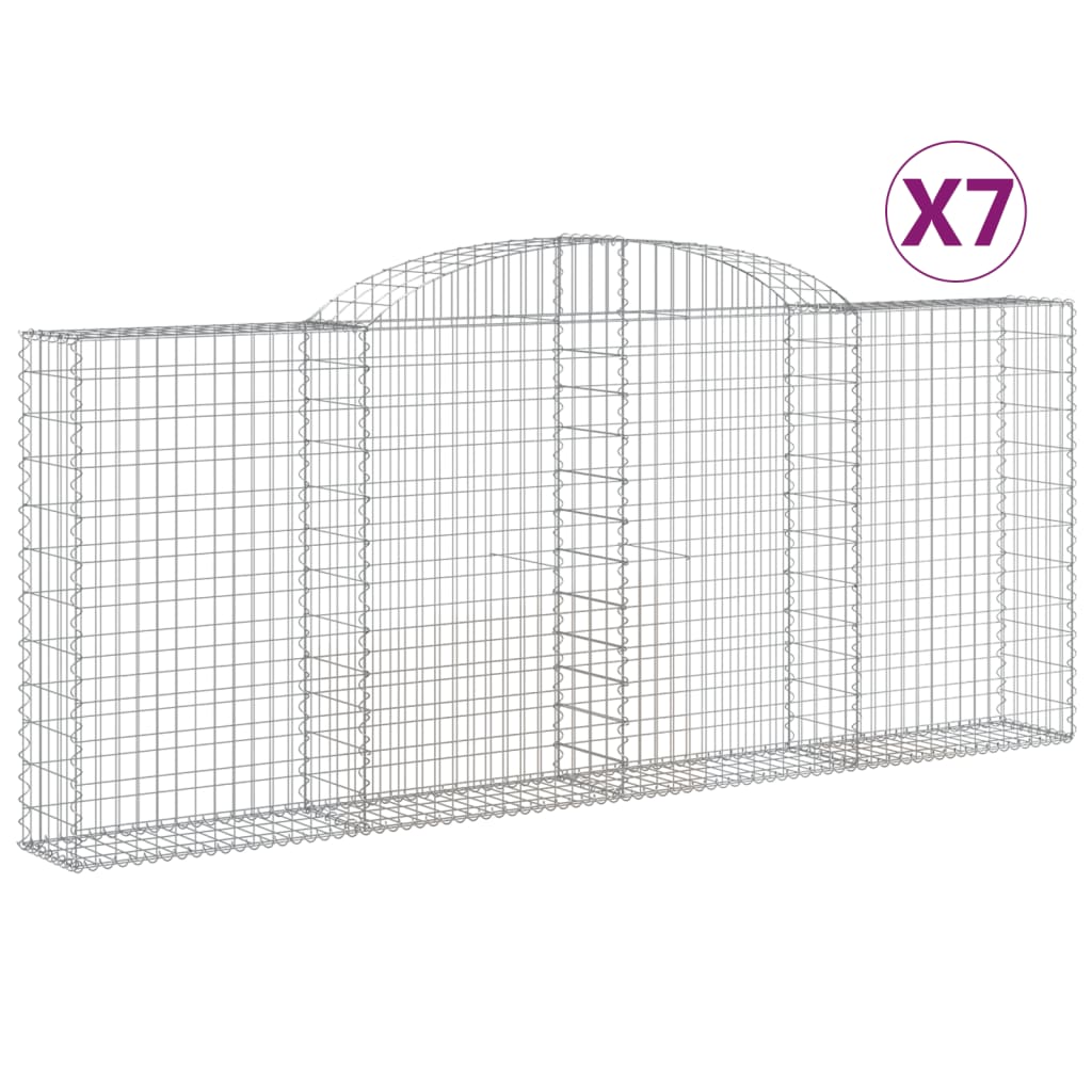 Paniers à gabions arqués 7 pcs 300x30x120/140 cm fer galvanisé