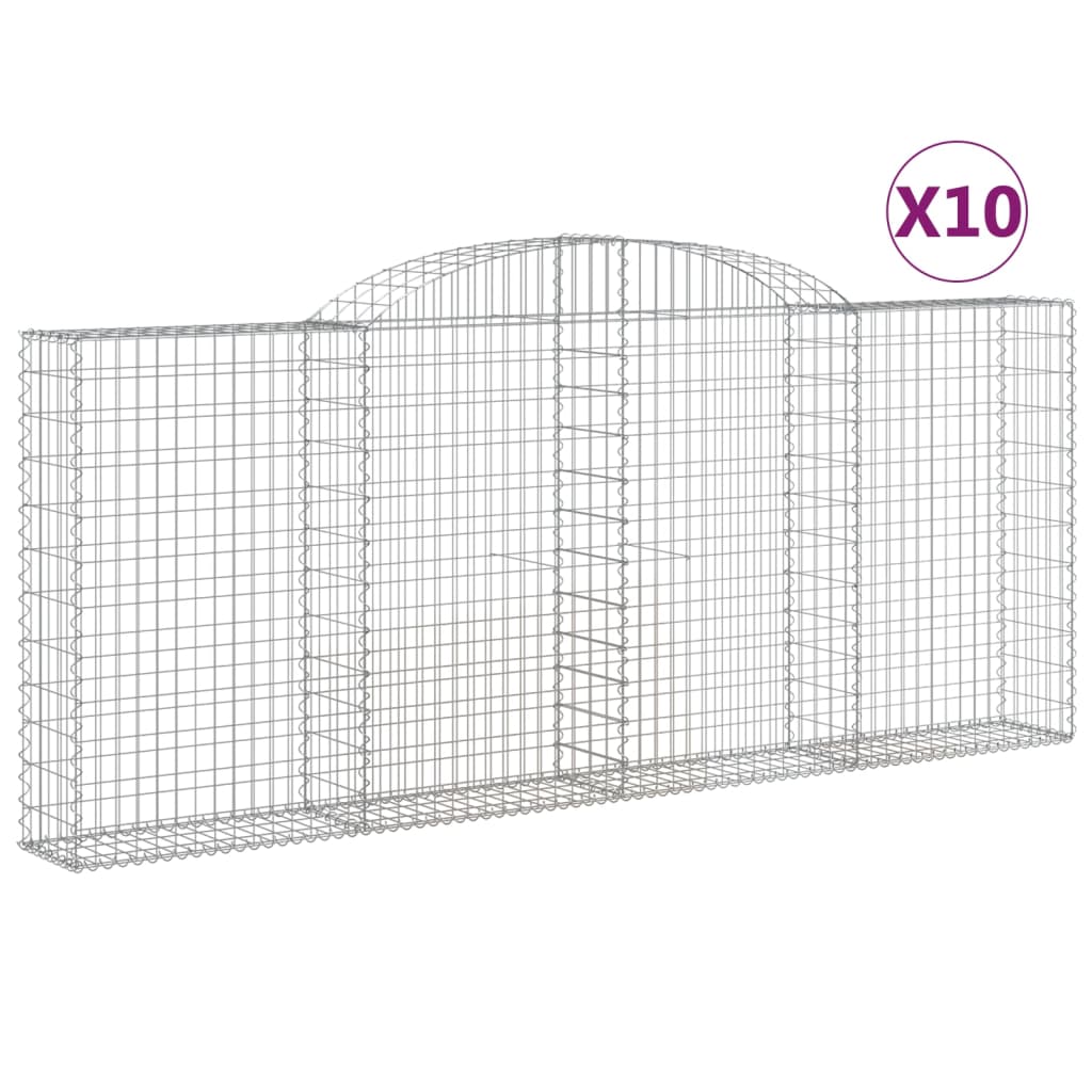 Paniers à gabions arqués 10 pcs 300x30x120/140 cm fer galvanisé