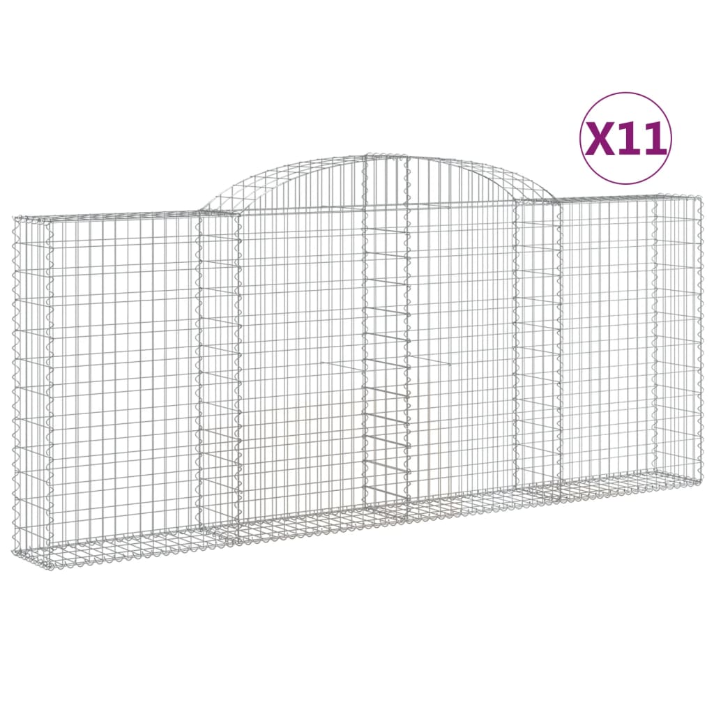 Arched Gabion Baskets 11 pcs 300x30x120/140 cm Galvanized Iron