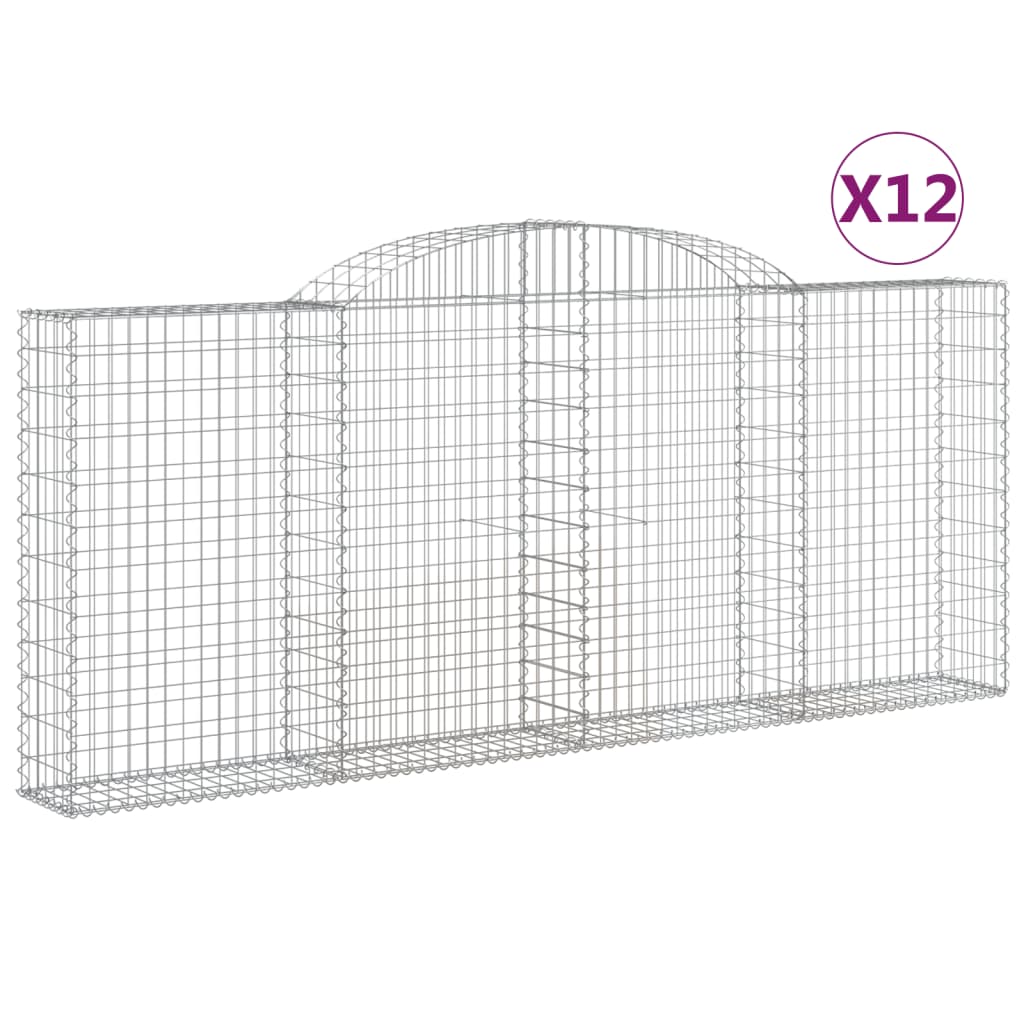 Arched Gabion Baskets 12 pcs 300x30x120/140 cm Galvanized Iron