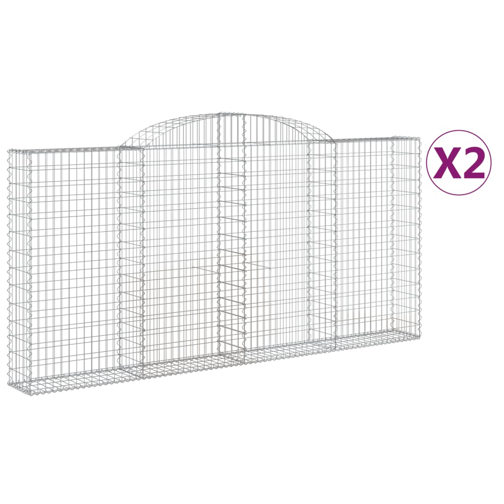 Paniers à gabions arqués 2 pcs 300x30x140/160 cm fer galvanisé