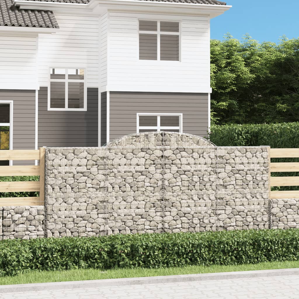 Paniers à gabions arqués 2 pcs 300x30x140/160 cm fer galvanisé