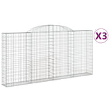 Paniers à gabions arqués 3 pcs 300x30x140/160 cm fer galvanisé