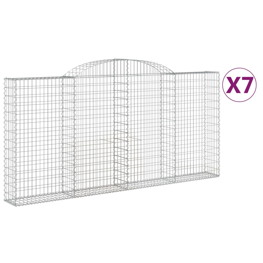 Paniers à gabions arqués 7 pcs 300x30x140/160 cm fer galvanisé