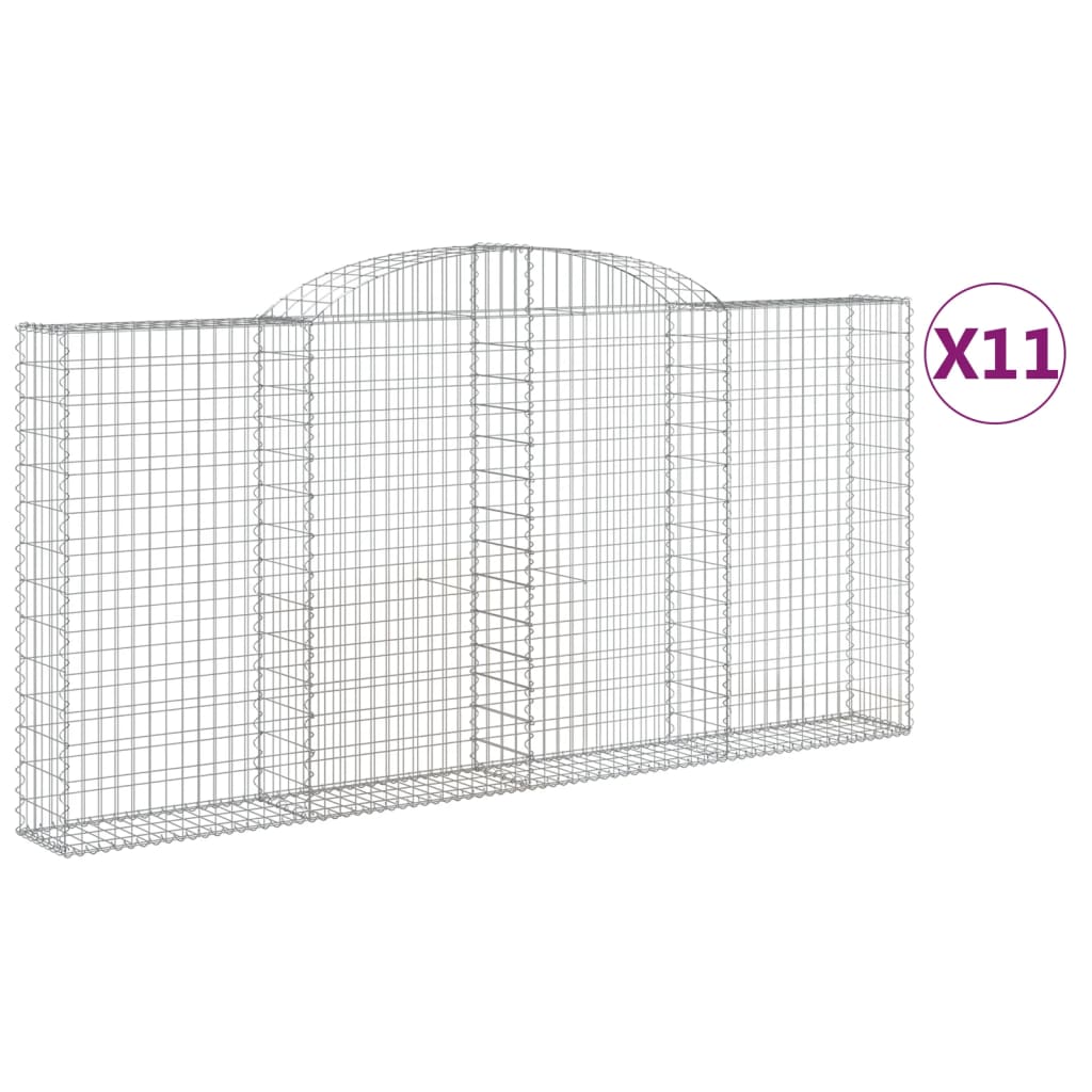 Paniers à gabions arqués 11 pcs 300x30x140/160 cm fer galvanisé