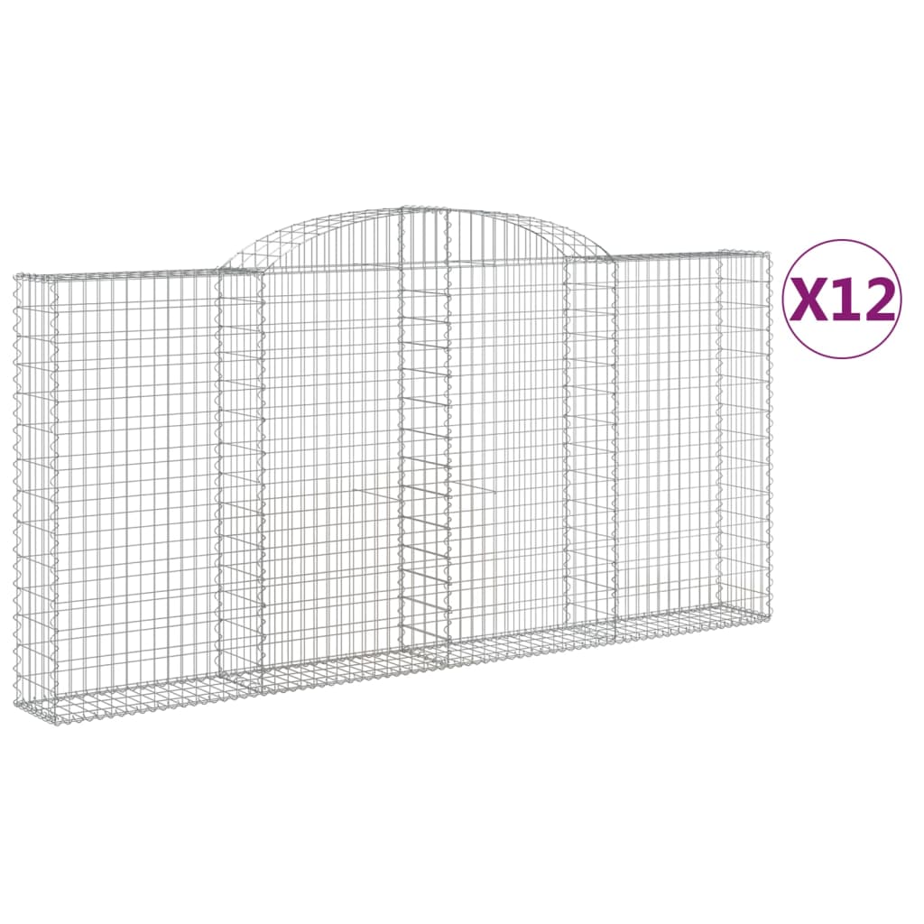 Arched Gabion Baskets 12 pcs 300x30x140/160 cm Galvanized Iron