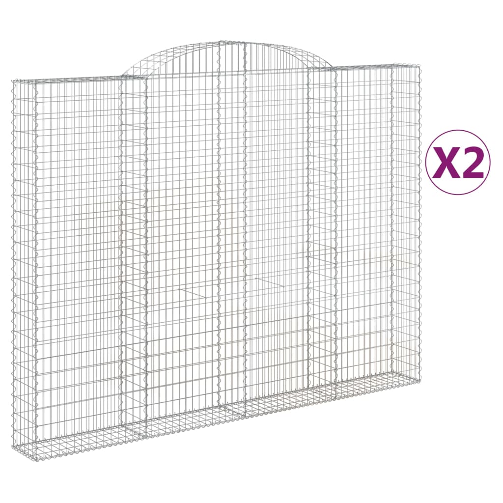 Paniers à gabions arqués 2 pcs 300x30x220/240 cm fer galvanisé