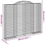 Paniers à gabions arqués 2 pcs 300x30x220/240 cm fer galvanisé