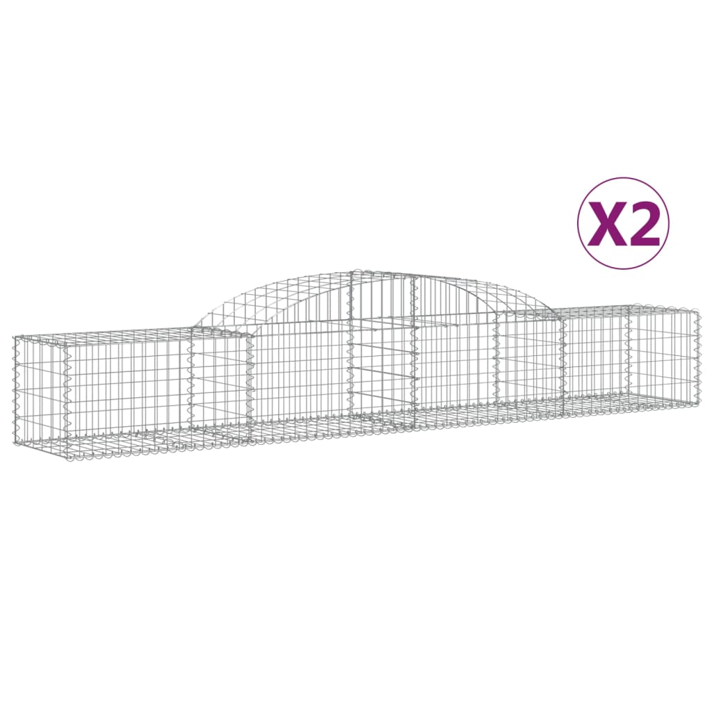 Paniers à gabions arqués 2 pcs 300x50x40/60 cm fer galvanisé