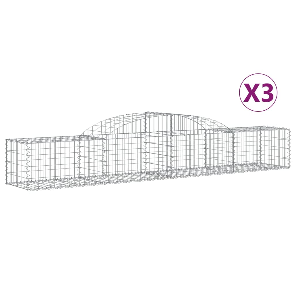 Paniers à gabions arqués 3 pcs 300x50x40/60 cm fer galvanisé