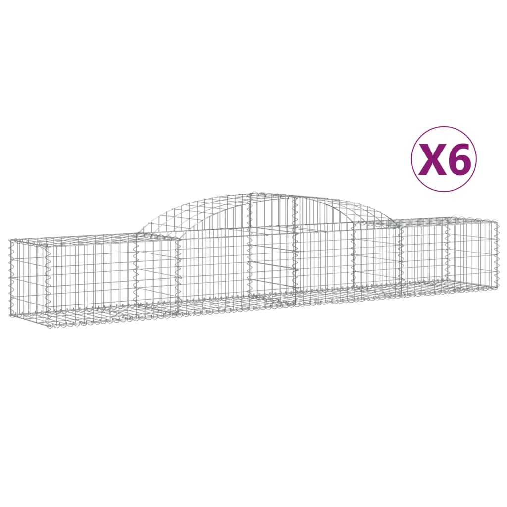 Paniers à gabions arqués 6 pcs 300x50x40/60 cm fer galvanisé