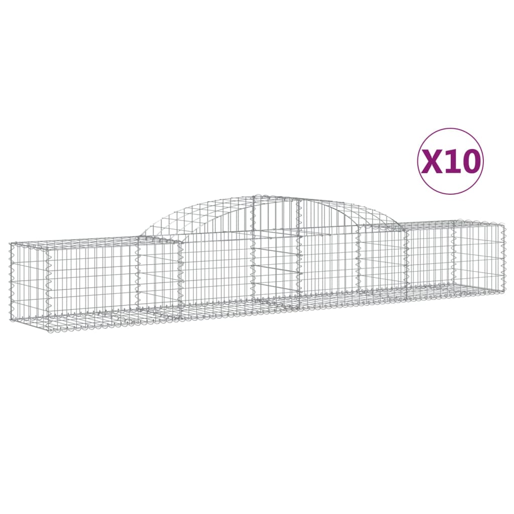 Paniers à gabions arqués 10 pcs 300x50x40/60 cm fer galvanisé