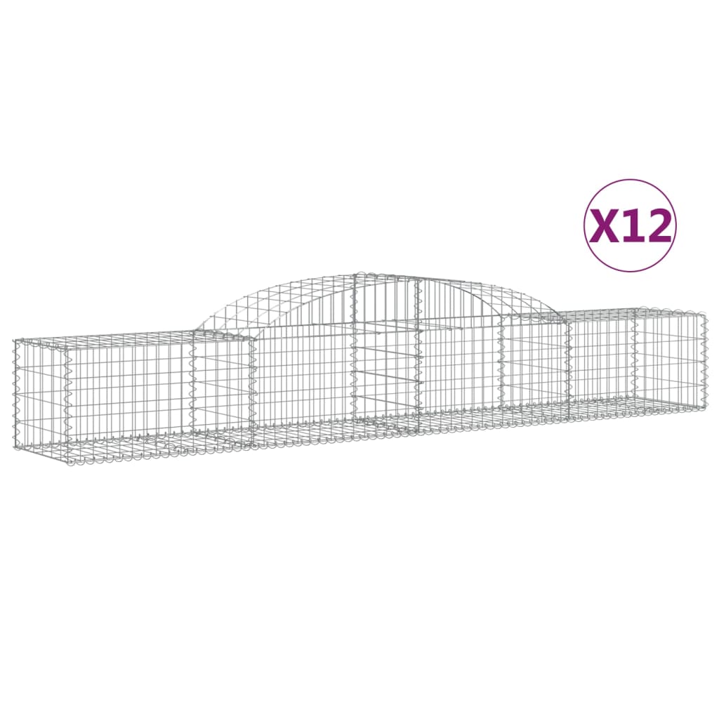 Arched Gabion Baskets 12 pcs 300x50x40/60 cm Galvanized Iron