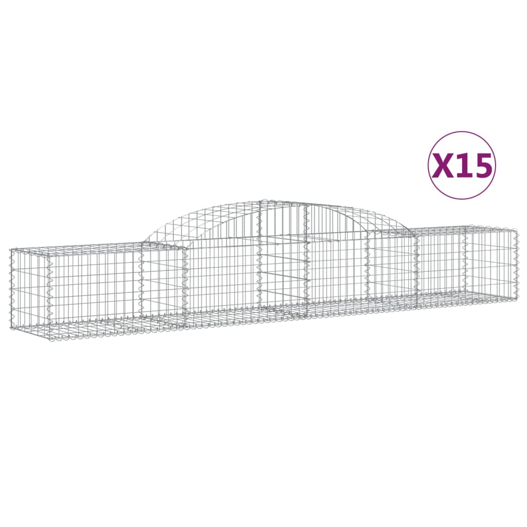 Paniers à gabions arqués 15 pcs 300x50x40/60 cm fer galvanisé