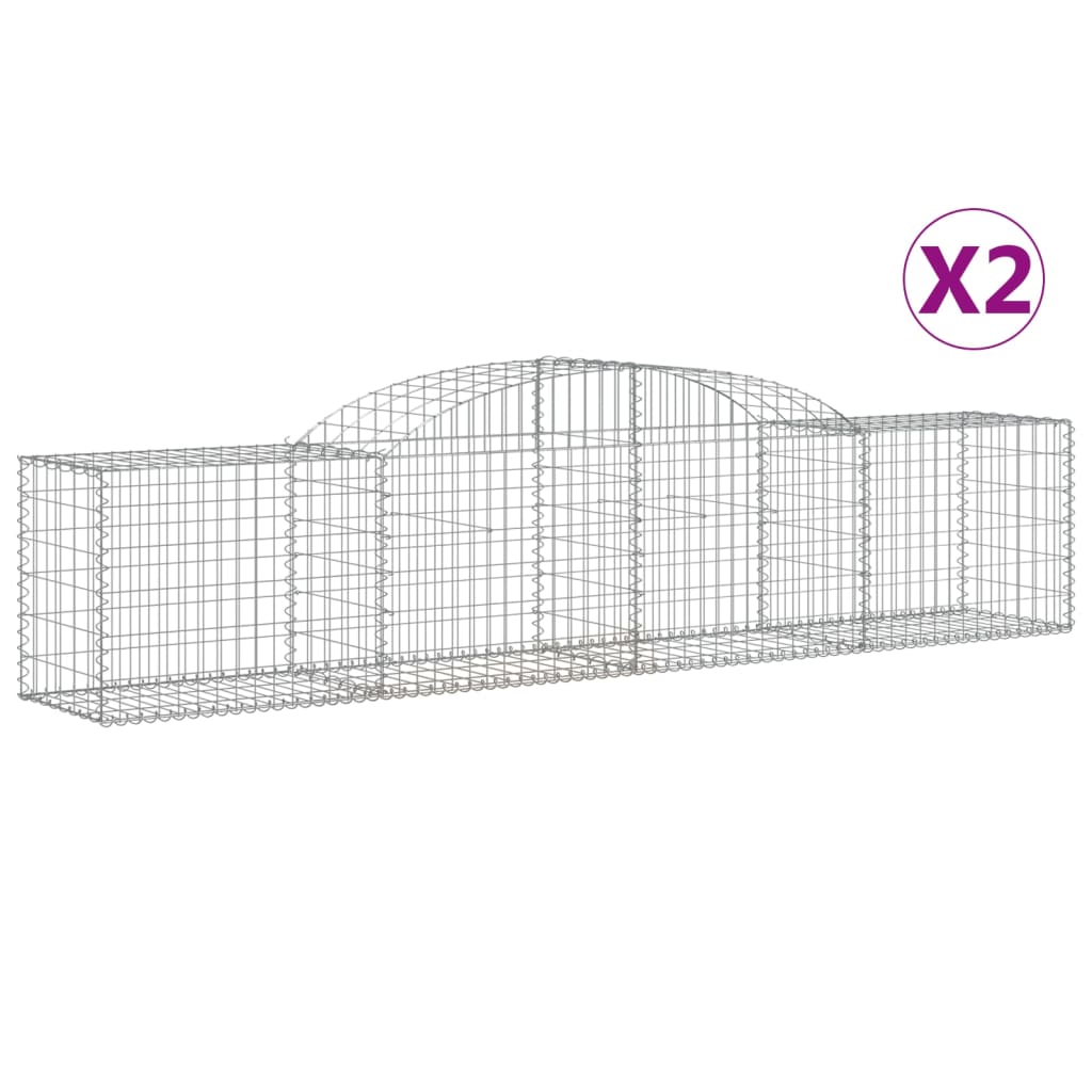 Paniers à gabions arqués 2 pcs 300x50x60/80 cm fer galvanisé