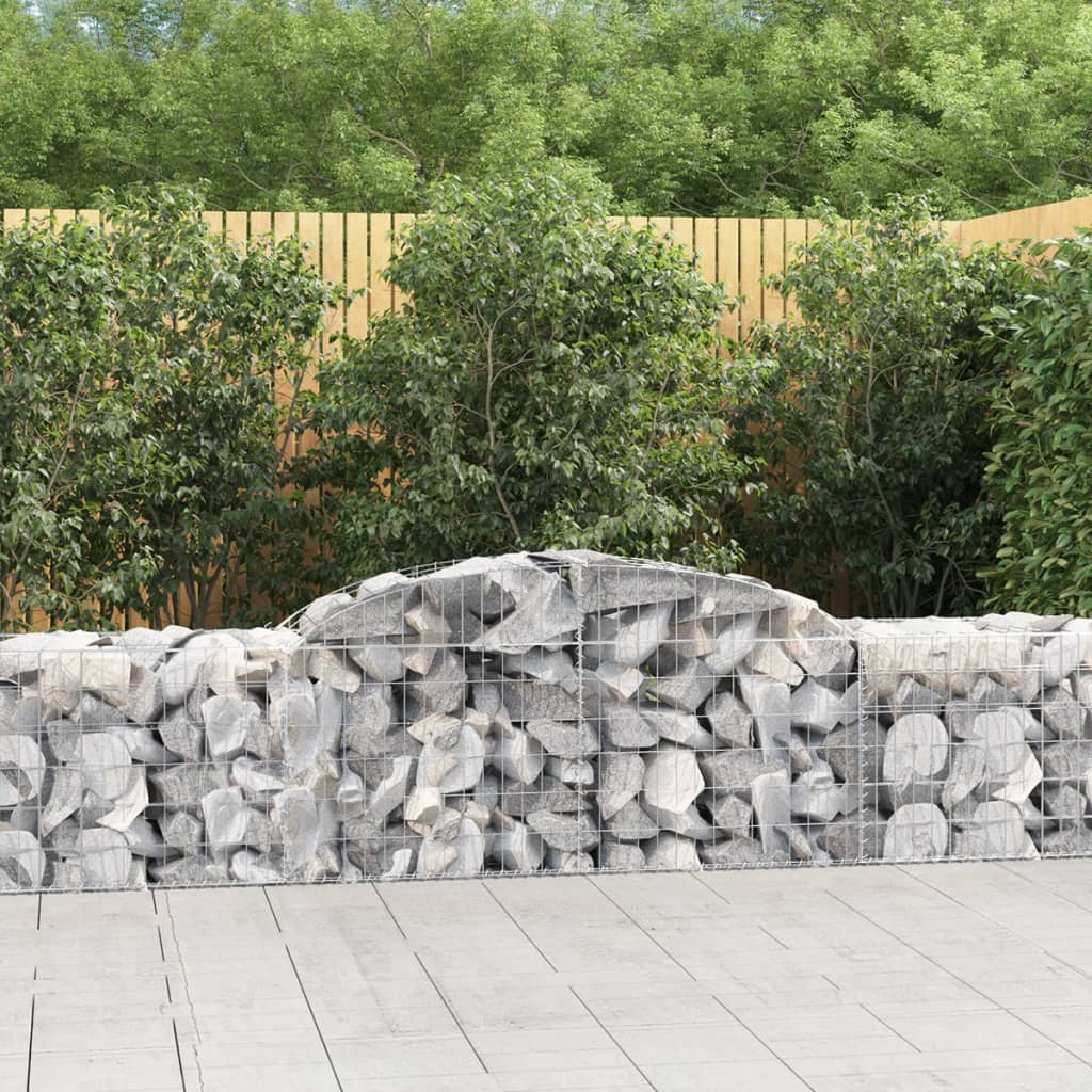 Paniers à gabions arqués 2 pcs 300x50x60/80 cm fer galvanisé