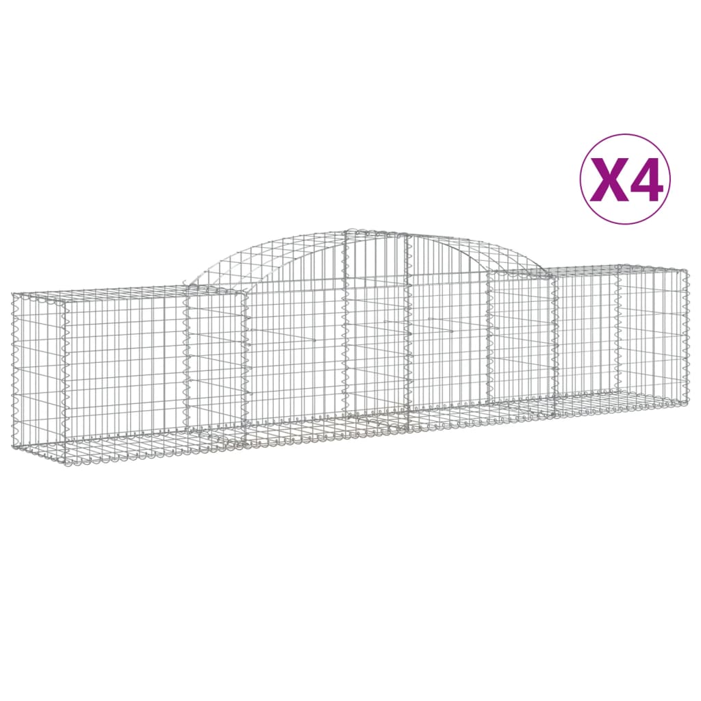 Paniers à gabions arqués 4 pcs 300x50x60/80 cm fer galvanisé