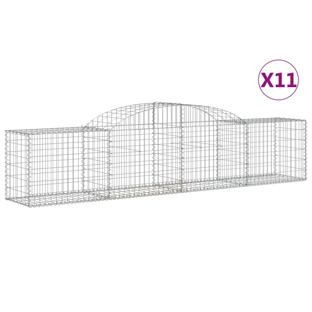 Arched Gabion Baskets 11 pcs 300x50x60/80 cm Galvanized Iron