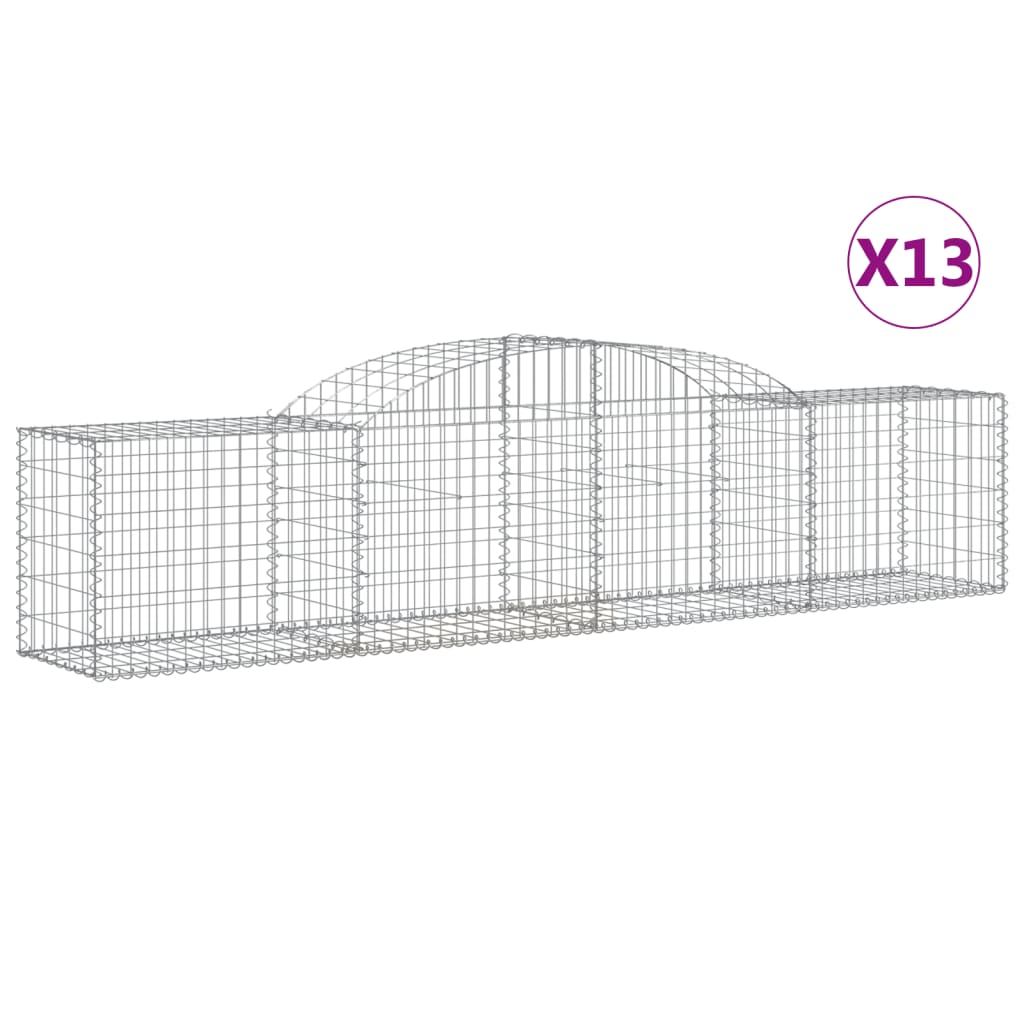 Paniers à gabions arqués 13 pcs 300x50x60/80 cm fer galvanisé