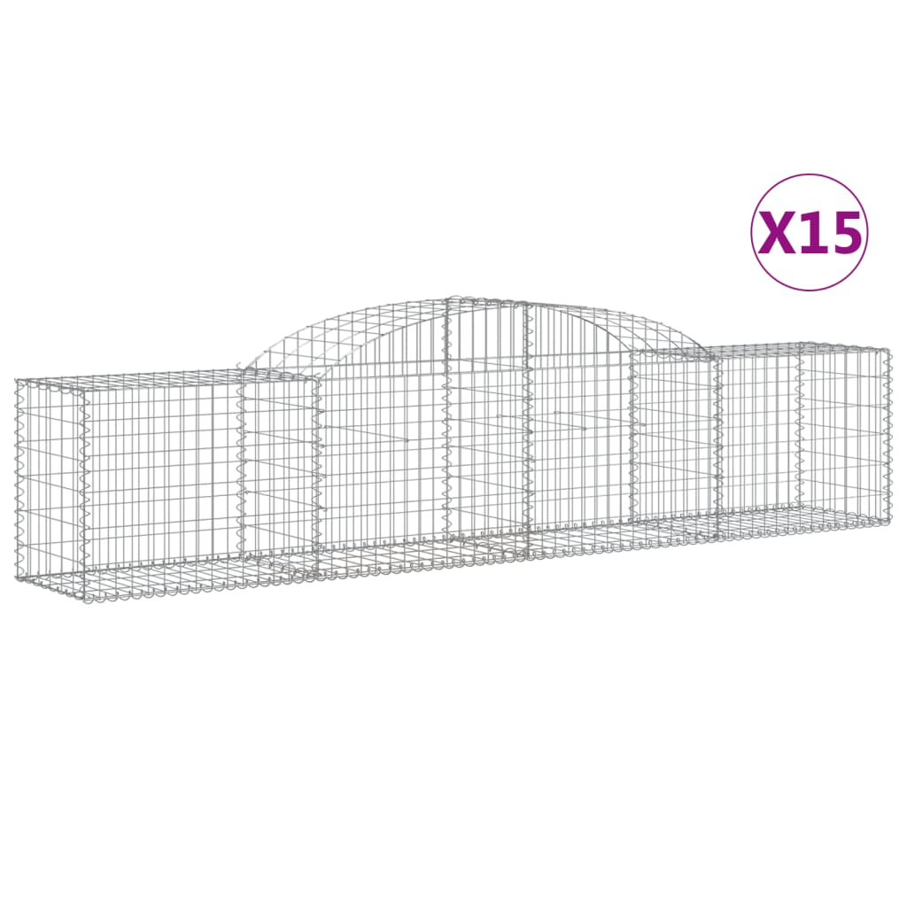 Paniers à gabions arqués 15 pcs 300x50x60/80 cm fer galvanisé