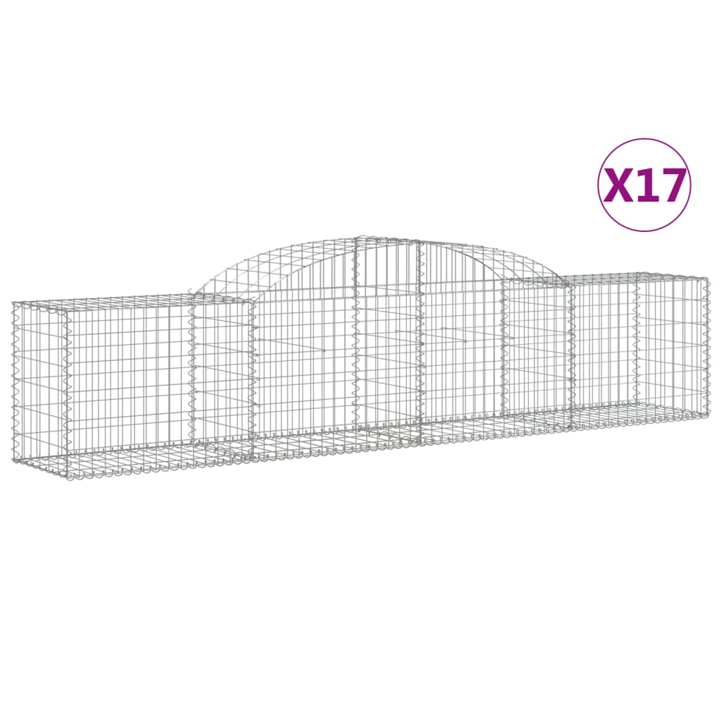 Paniers à gabions arqués 17 pcs 300x50x60/80 cm fer galvanisé