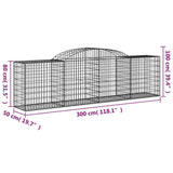 Paniers à gabions arqués 2 pcs 300x50x80/100 cm fer galvanisé