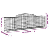 Paniers à gabions arqués 3 pcs 300x50x80/100 cm fer galvanisé