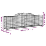 Paniers à gabions arqués 6 pcs 300x50x80/100 cm fer galvanisé