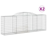 Paniers à gabions arqués 2 pcs 300x50x100/120 cm fer galvanisé