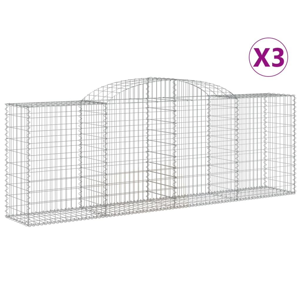 Paniers à gabions arqués 3 pcs 300x50x100/120 cm fer galvanisé