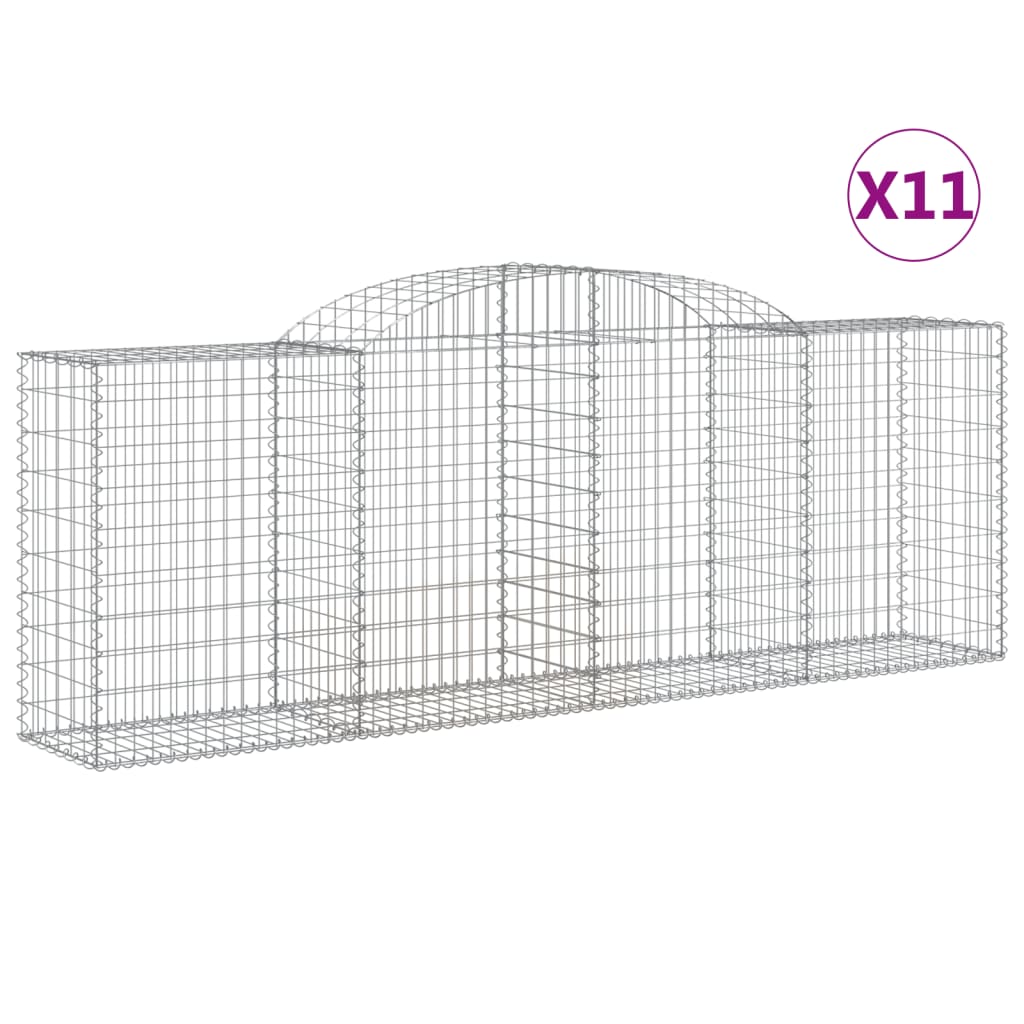 Arched Gabion Baskets 11 pcs 300x50x100/120 cm Galvanized Iron