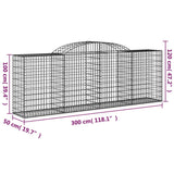 Arched Gabion Baskets 11 pcs 300x50x100/120 cm Galvanized Iron