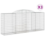 Paniers à gabions arqués 3 pcs 300x50x120/140 cm fer galvanisé