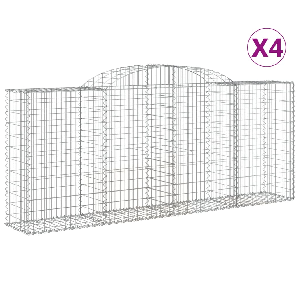 Paniers à gabions arqués 4 pcs 300x50x120/140 cm fer galvanisé