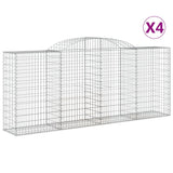 Paniers à gabions arqués 4 pcs 300x50x120/140 cm fer galvanisé