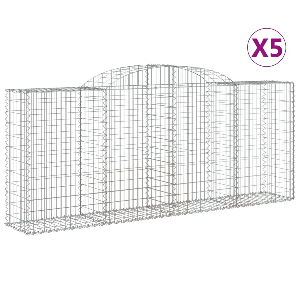 Paniers à gabions arqués 5 pcs 300x50x120/140 cm fer galvanisé