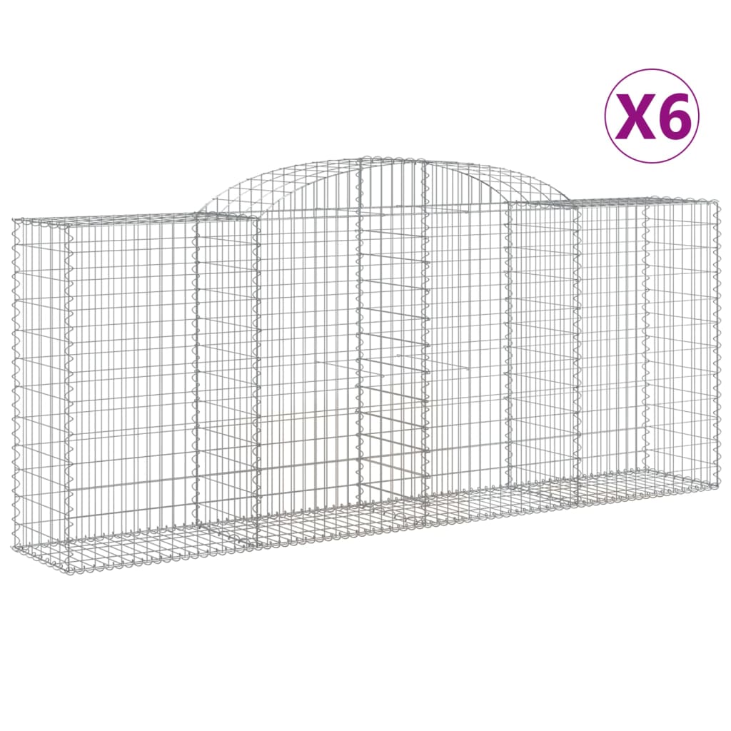 Paniers à gabions arqués 6 pcs 300x50x120/140 cm fer galvanisé