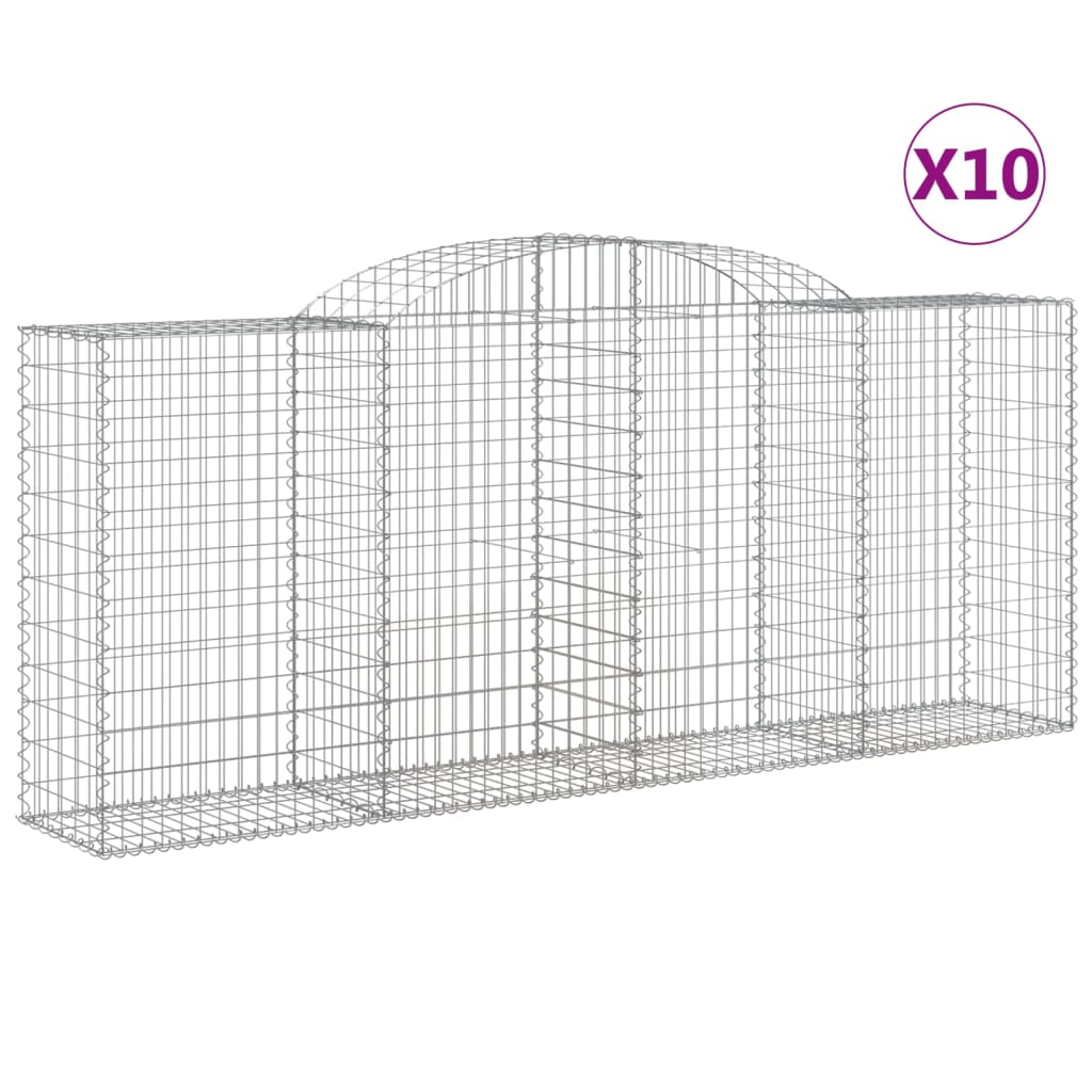 Paniers à gabions arqués 10 pcs 300x50x120/140 cm fer galvanisé