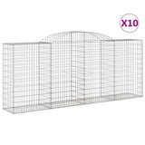 Paniers à gabions arqués 10 pcs 300x50x120/140 cm fer galvanisé