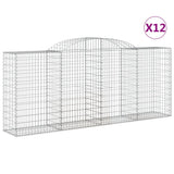 Arched Gabion Baskets 12 pcs 300x50x120/140 cm Galvanized Iron