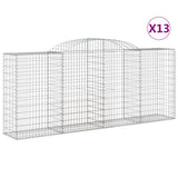 Paniers à gabions arqués 13 pcs 300x50x120/140 cm fer galvanisé