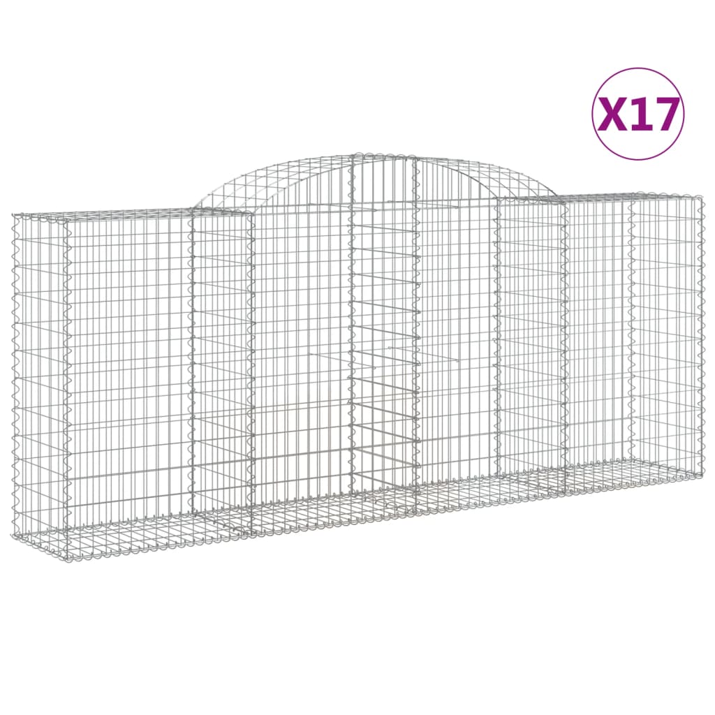 Paniers à gabions arqués 17 pcs 300x50x120/140 cm fer galvanisé