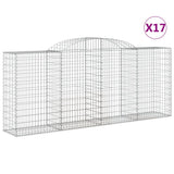 Paniers à gabions arqués 17 pcs 300x50x120/140 cm fer galvanisé