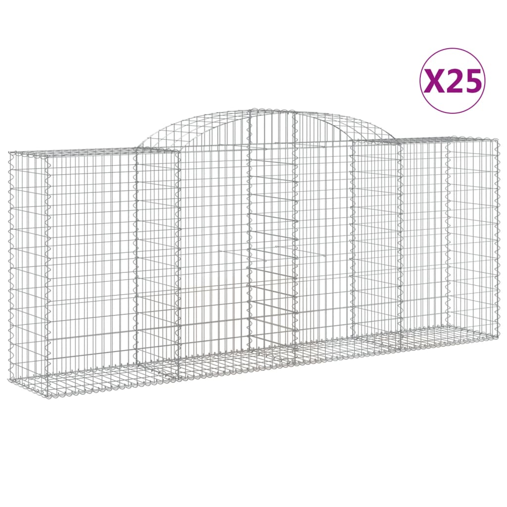 Paniers à gabions arqués 25 pcs 300x50x120/140 cm fer galvanisé