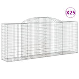 Paniers à gabions arqués 25 pcs 300x50x120/140 cm fer galvanisé