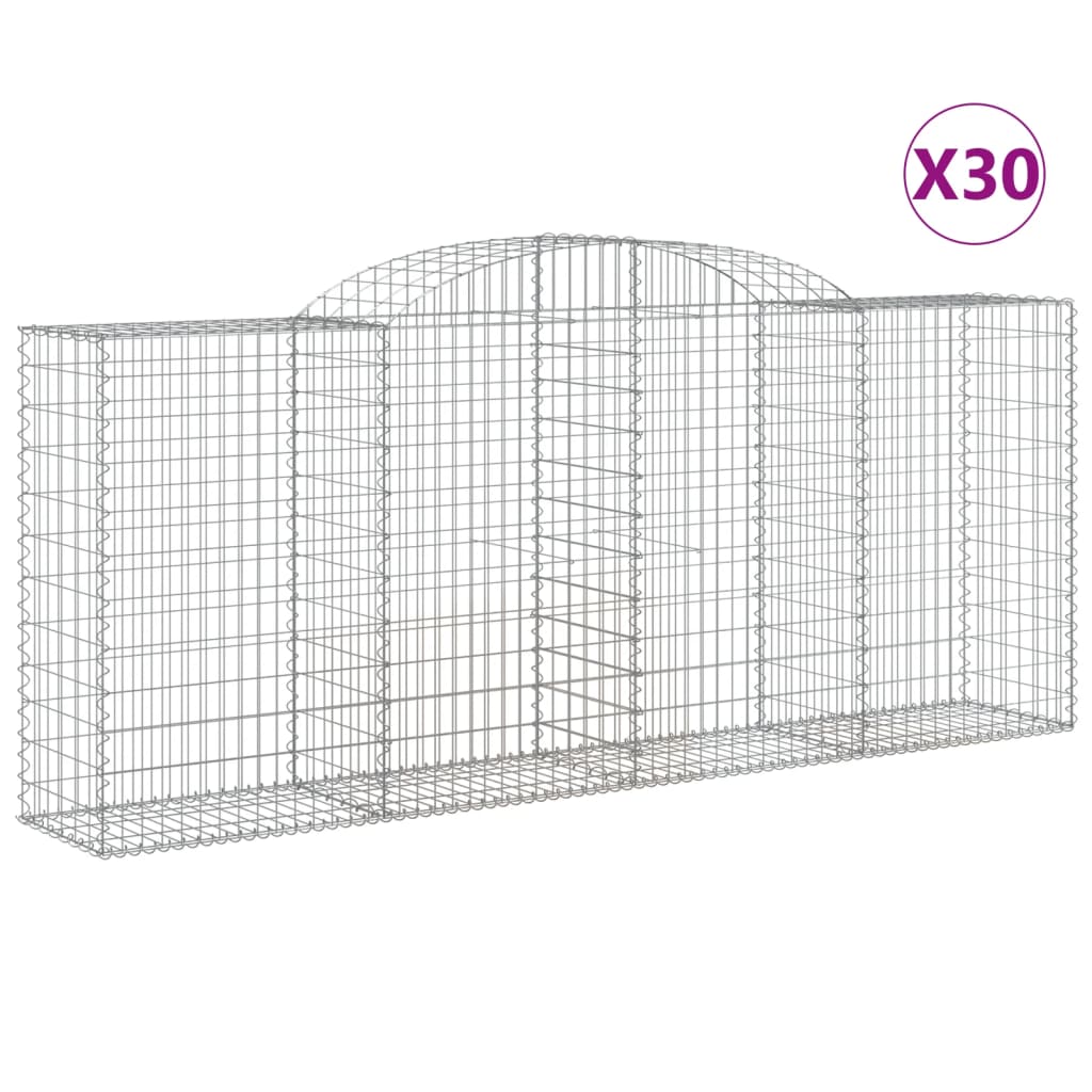 Paniers à gabions arqués 30 pcs 300x50x120/140 cm fer galvanisé