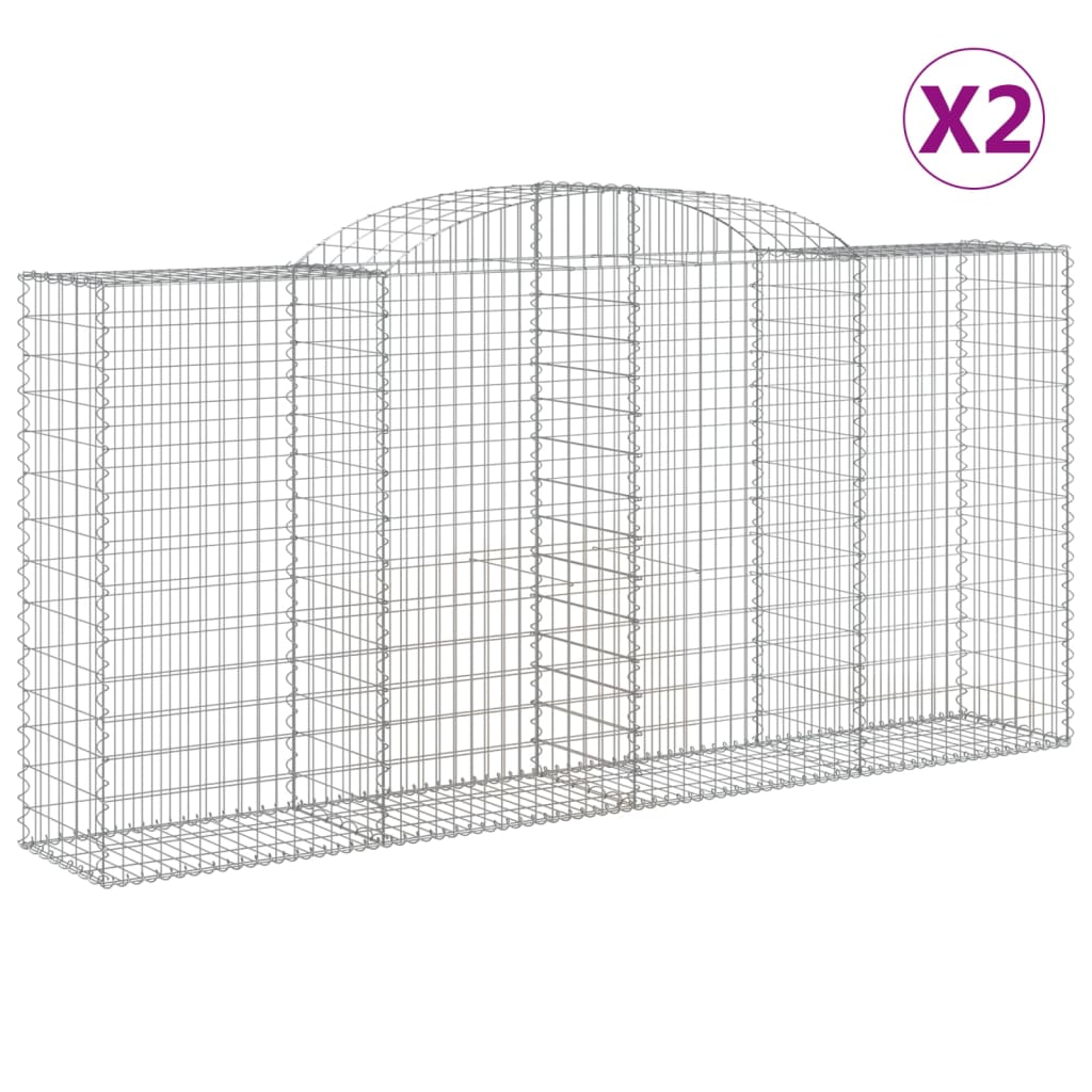 Paniers à gabions arqués 2 pcs 300x50x140/160 cm fer galvanisé