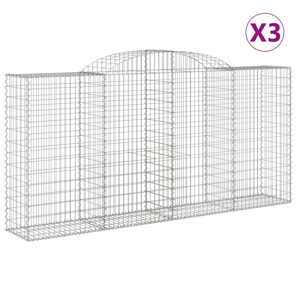 Paniers à gabions arqués 3 pcs 300x50x140/160 cm fer galvanisé