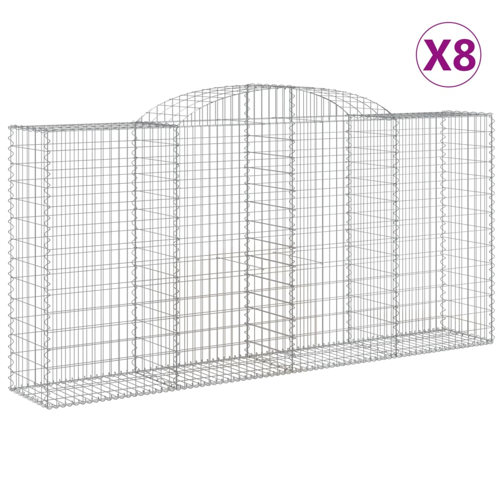 Paniers à gabions arqués 8 pcs 300x50x140/160 cm fer galvanisé