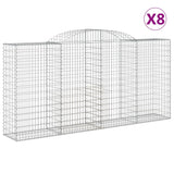 Paniers à gabions arqués 8 pcs 300x50x140/160 cm fer galvanisé